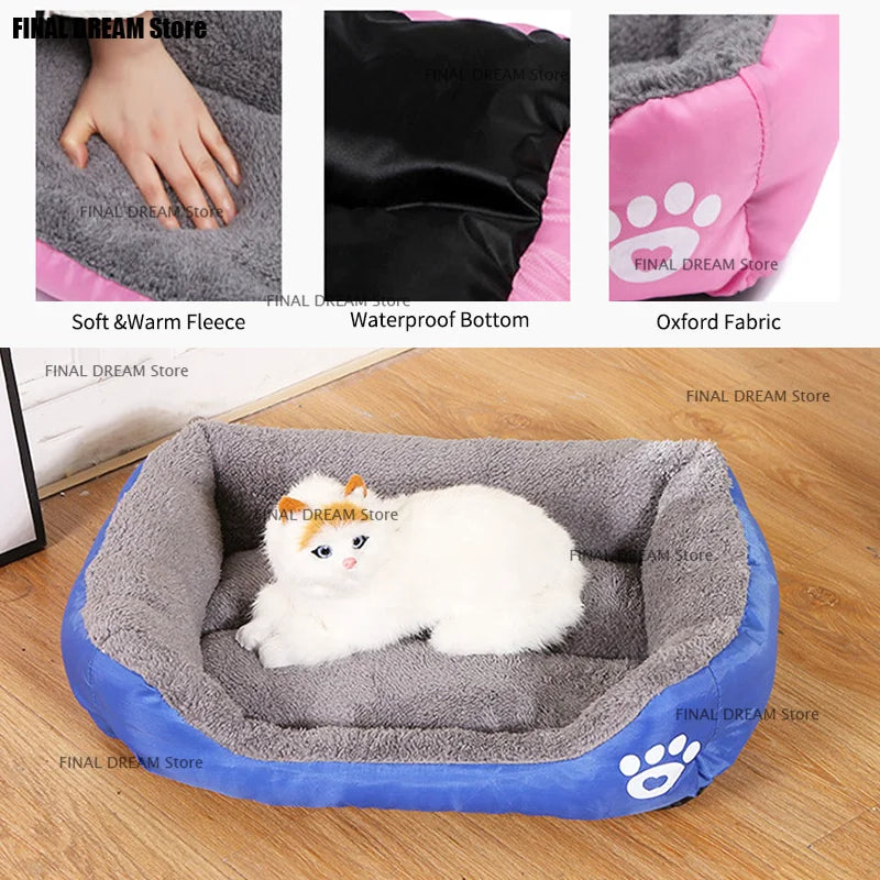 Large Dog Bed Square Plush Cat Nest Kennel All Season Washable Dog Sofa Waterproof Mattress Cat Bed for Medium Dogs Accessories