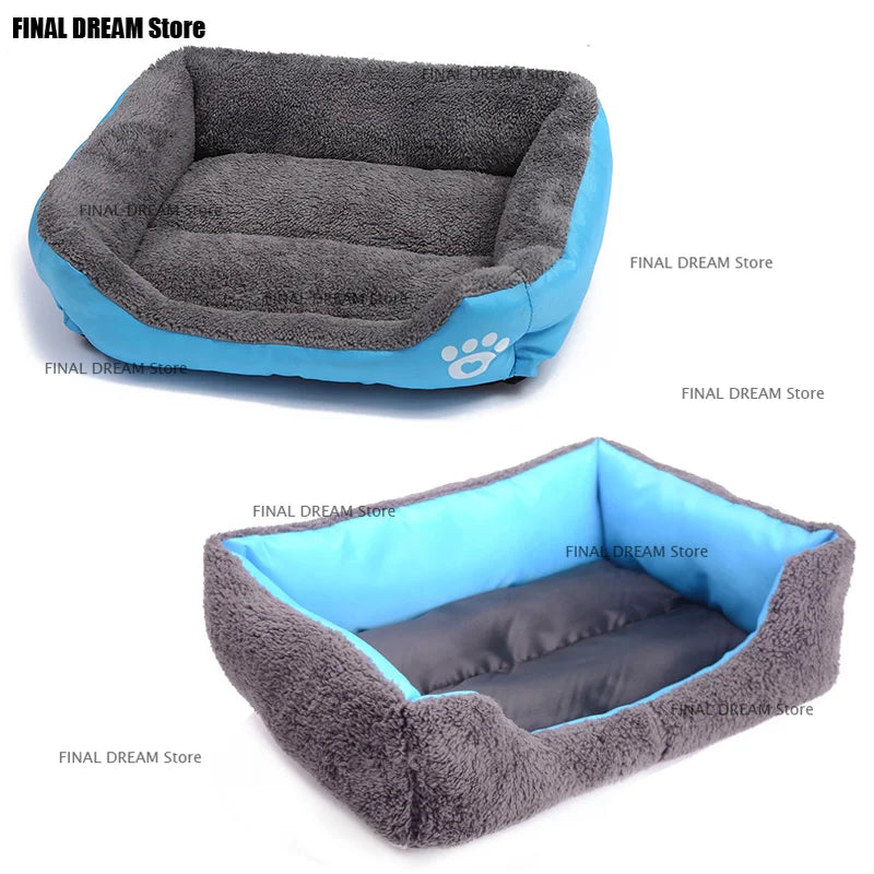Large Dog Bed Square Plush Cat Nest Kennel All Season Washable Dog Sofa Waterproof Mattress Cat Bed for Medium Dogs Accessories