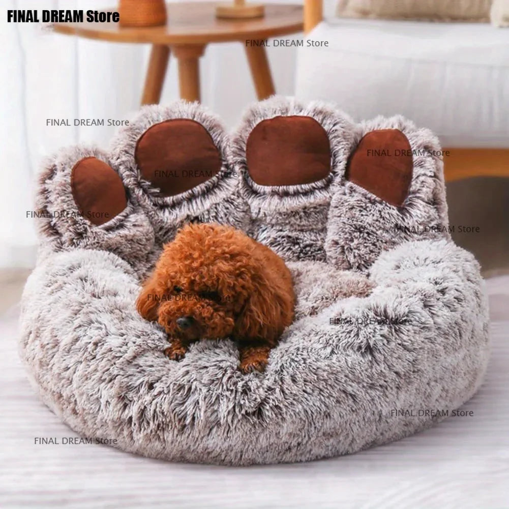 Dog bed, cat and pet bear paw sofa, comfortable small, medium and large pet beds, soft and fluffy dog pillows