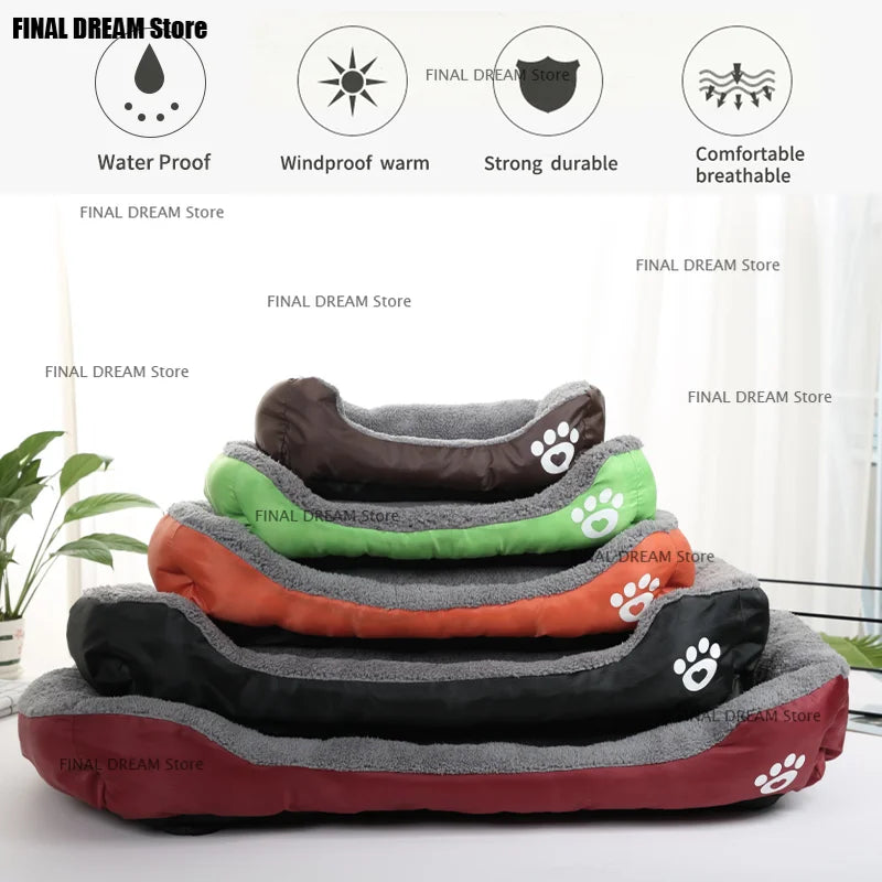 Large Dog Bed Square Plush Cat Nest Kennel All Season Washable Dog Sofa Waterproof Mattress Cat Bed for Medium Dogs Accessories