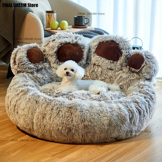 Dog bed, cat and pet bear paw sofa, comfortable small, medium and large pet beds, soft and fluffy dog pillows