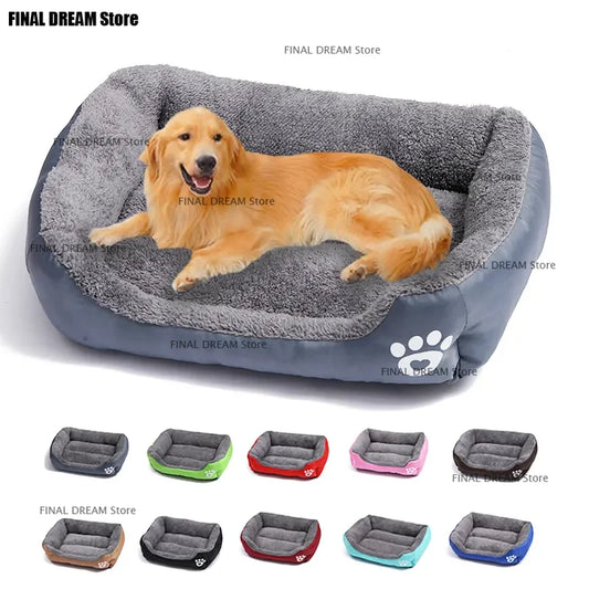 Large Dog Bed Square Plush Cat Nest Kennel All Season Washable Dog Sofa Waterproof Mattress Cat Bed for Medium Dogs Accessories