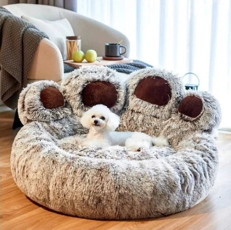 Dog bed, cat and pet bear paw sofa, comfortable small, medium and large pet beds, soft and fluffy dog pillows