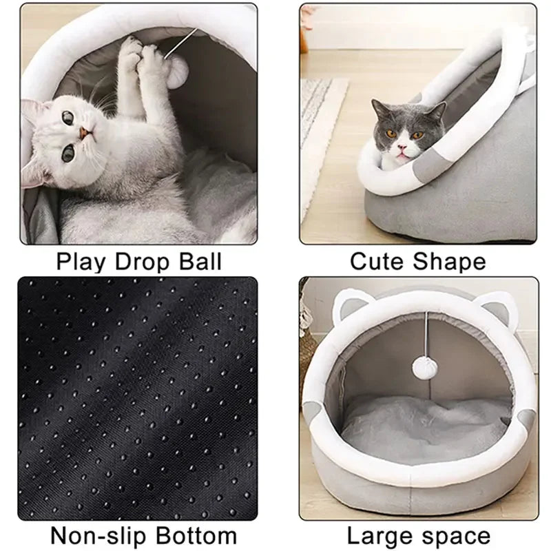 Cute Cat Pad Bed for Indoor Small and Large Cats Dog Mat Pet House Tent Kitten Puppy Cozy Soft Warm Cushion Removable Washable
