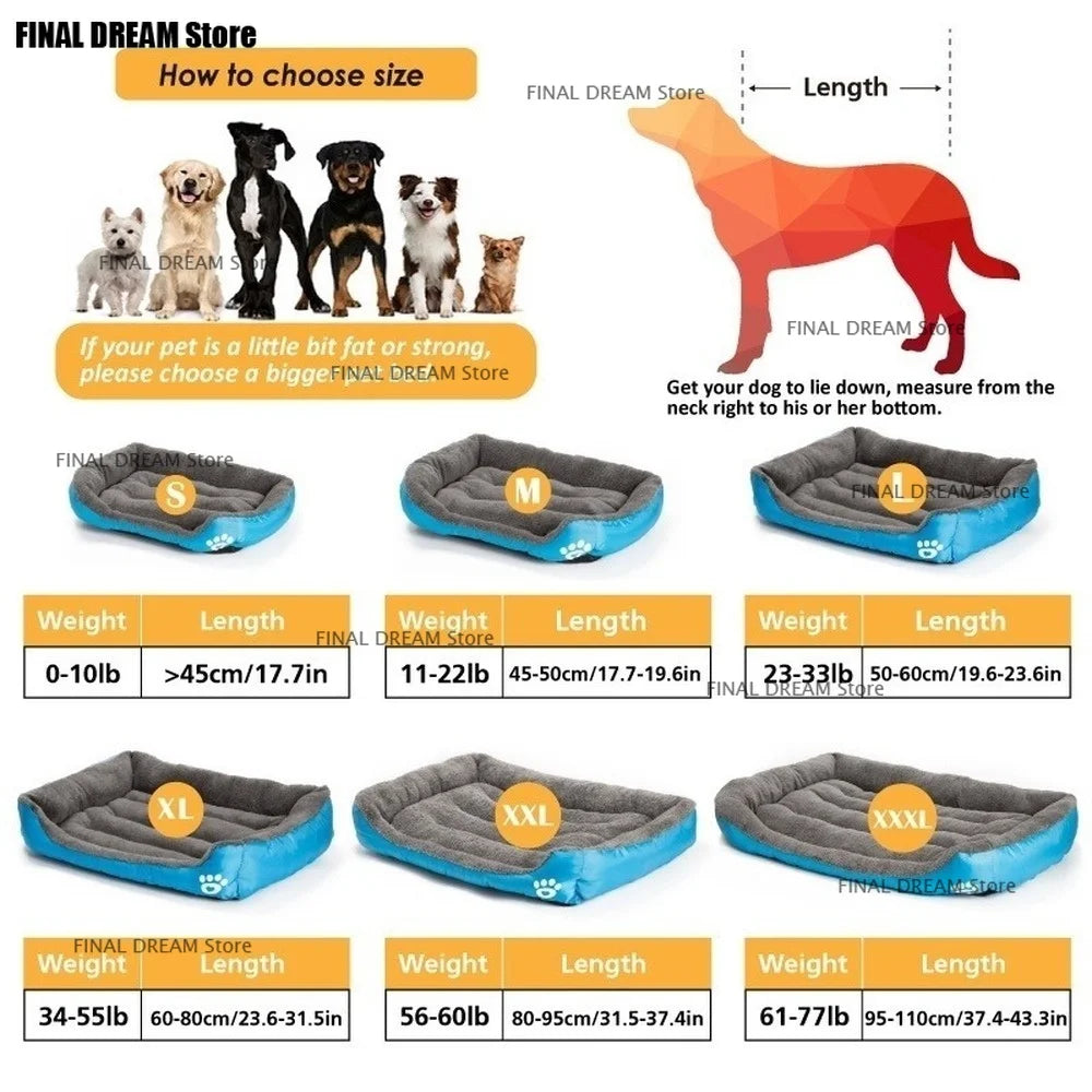 Large Dog Bed Square Plush Cat Nest Kennel All Season Washable Dog Sofa Waterproof Mattress Cat Bed for Medium Dogs Accessories