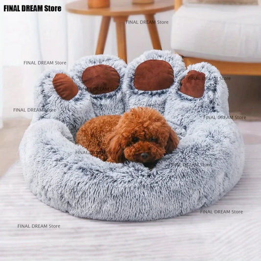 Dog bed, cat and pet bear paw sofa, comfortable small, medium and large pet beds, soft and fluffy dog pillows